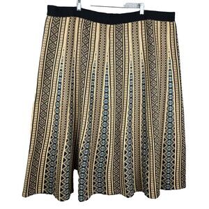 Coldwater Creek Skirt Womens 3X Knit Sweater Skirt Geometric Aztec Tan Blue Long
